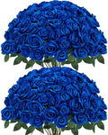 Sggvecsy 50 Pcs Artificial Roses Fake Flowers Velvet Silk Roses with Stems Bulk Realistic Faux Flowers for Bridal Bouquets Wedding Centerpieces Valentines Day DIY Home Party Decor (Blue) by Sggvecsy