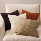 MIULEE Brown Beige Throw Pillow Covers 18x18 Inch Set of 4 Boho Farmhouse Cushion Cases for Livingroom Couch Bed Soft Corduroy Pillow Cases with Invisible Zipper Home Decor - Image 3