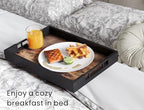 Fibogollo Set of 2 Wooden Serving Trays with Metal Handles - Image 3