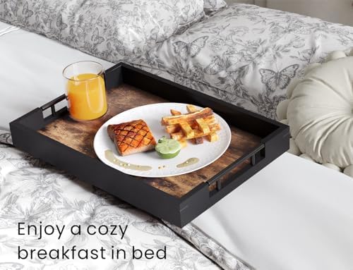 Fibogollo Set of 2 Wooden Serving Trays with Metal Handles - Image 3