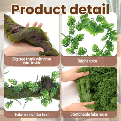 Giegxin 3 Pack Enchanted Forest Branch Vine, 75 Inch, Monstera Leaves Vines - Image 3