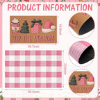 Tinideya 2 Pcs Pink Christmas Layered Doormat Set, Holiday Front Door Mats - Image 2