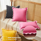 JOJOGOGO Hot Pink Scalloped Outdoor Lumbar Pillow Covers 12x20 Set of 2 - Image 4