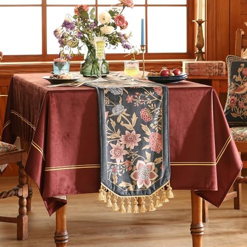 Patdrea Designer French Velvet Table Runner,12"X102"-Oldgarden A - Image 6