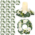 Zeyune 24 Pcs Candle Rings Bulk Artificial Eucalyptus Wreath Elegant by Zeyune