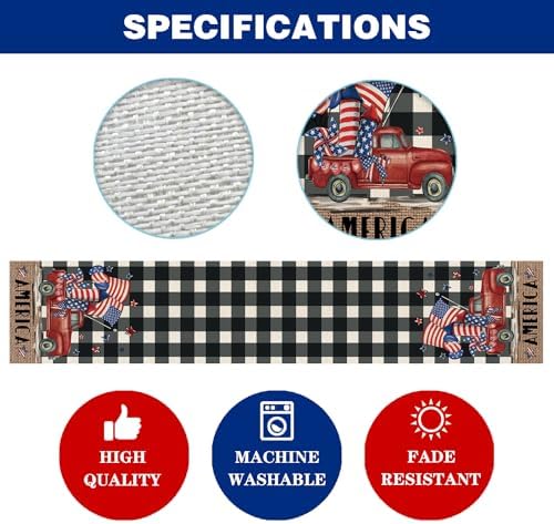 8 Pcs Truck Holiday Table Runners 72 Inches Long, Rustic Truck Fall Winter Halloween Christmas Burlap Table Runners, Car Buffalo Plaid Dining Table Decor for Farmhouse Garden Party Supplies - Image 3