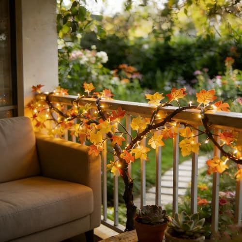 Maple Leaf LED Tree Branch Lights for Wall, Maple Leaf Lights Twig Decor Garland with 96 LED Lights and USB Powered, 8 Lighting Modes or Autumn Table Fireplace Porch Thanksgiving Indoor Decor (75in) - Image 5