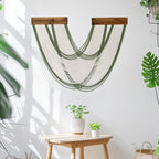 Boho Macrame Wall Hanging Tapestry, Green and White Wall Decor Handmade Macrame Wall Hanging Bohemian Yarn Tapestry Living Room Bedroom Modern Home Decor by SCECALA