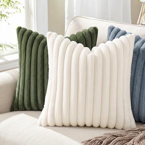 Pallene Faux Fur Decorative Throw Pillow Covers 22x22 Set of 2, Blue Grey - Image 4