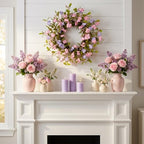 Summer Wreath for Front Door, 22 in Pink Cherry Blossom Hydrangea - Image 6