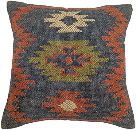 Trade Star 70% Jute 30% Wool Kilim Cushion Cover 18x18 for Sofa Decor by TradeStar