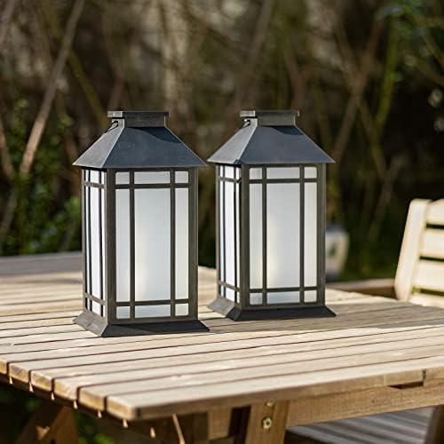 Bdor 13 Inch Outdoor Decorative Lanterns with LED Candle Timer 2 Pack Black - Image 4