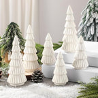 Leinuosen 6 Pcs White Ceramic Christmas Tree Figurines Tabletop Xmas Decor by Leinuosen