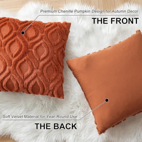 decorUhome Faux Fur Plush Light Rust Throw Pillow Covers 26x26 Set of 2 - Image 7