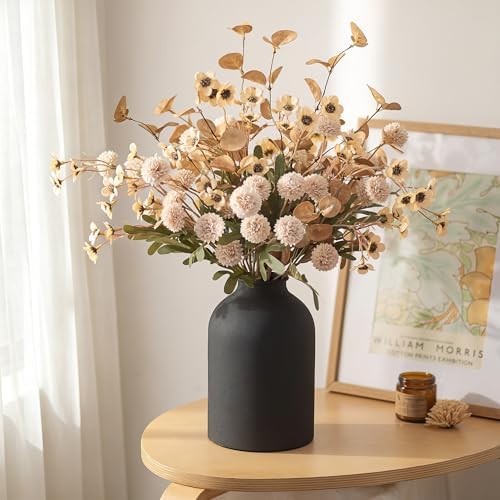BLOSMON Beige Faux Flowers in Vase for Dining Table Centerpiece Decor - Image 3