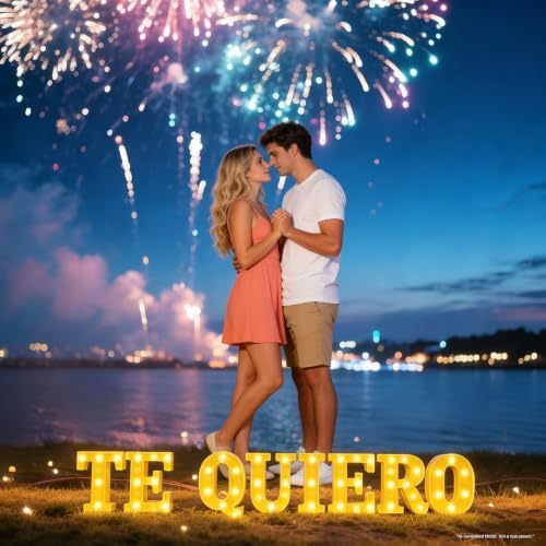 Te Quiero Light Up Letters with 1000 Rose Petals - Image 4
