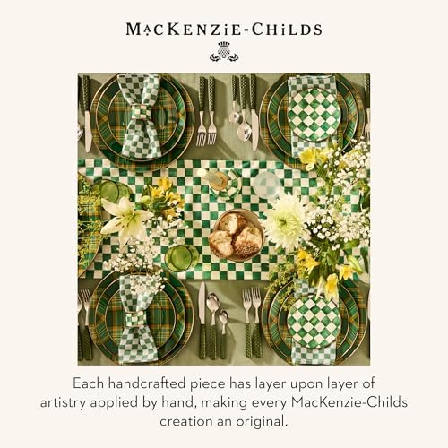 MACKENZIE-CHILDS Set of 4 Cotton Napkins, Cloth Dinner Napkins, Dark Green Check - Image 6