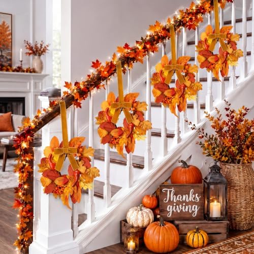 Thiccywoov 6 Pack 9" Mini Fall Wreaths Bulk for Kitchen Cabinet Decoration - Image 6
