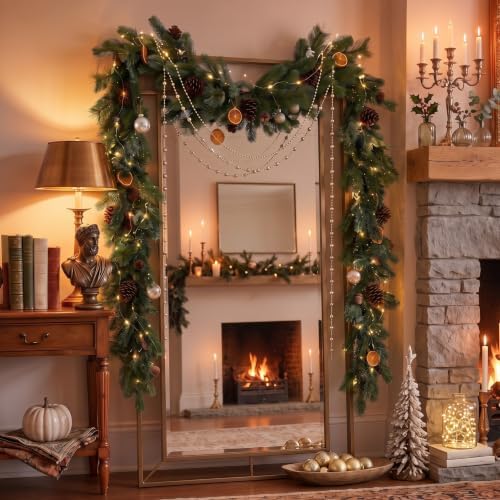 Retrowavy Christmas Mirror Garland Cedar Decor 6.56ft, Warm Tone, 5 Pcs by Retrowavy