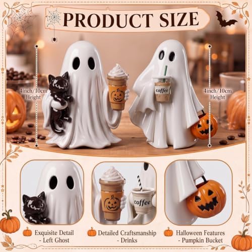 Simgoing Halloween Coffee Bar Decor Resin Ghost Figurines - Image 2