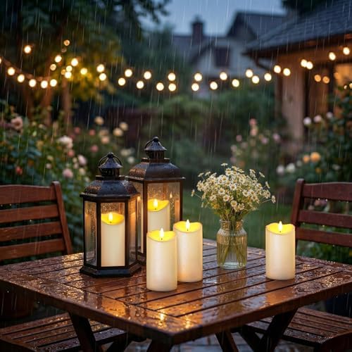 Homemory Waterproof Candles Outdoor, 6 Pack 3"x6" Flameless LED Pillar Candles with Remote & Timer, Battery Operated Flickering Candles for Patio, Garden, Lantern, Outdoor Decor - Image 4