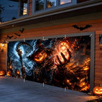 Halloween Garage Door Banner 7x16ft, Gothic Pumpkin Reaper Wizard - Image 6