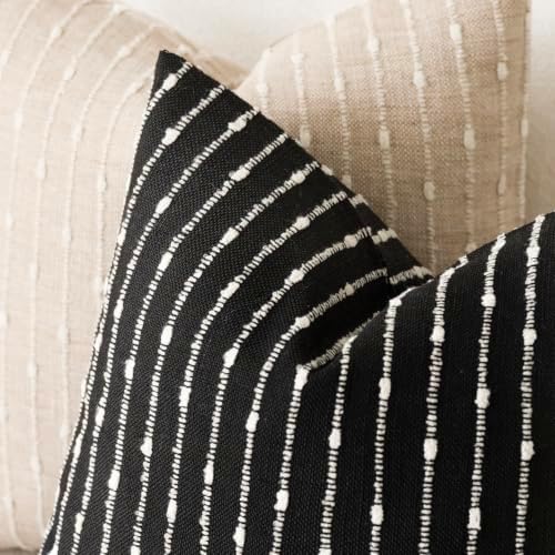 Foindtower Decorative Striped Boucle Throw Pillow Covers 22x22 Inch Black - Image 4