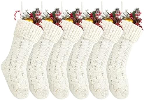 Fesciory 18 Inch Christmas Stockings, 6 Pack Large Cable Knit Xmas Decor by Fesciory