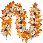 Fall Decor 6FT Lighted Fall Garland with Lights & Timer, Full Autumn Light Up Fall Leaf Mantle Garland with Pumpkin Berries Pinecone, Indoor Fall Thanksgiving Decorations for Home Fireplace Porch Door by Grastfu