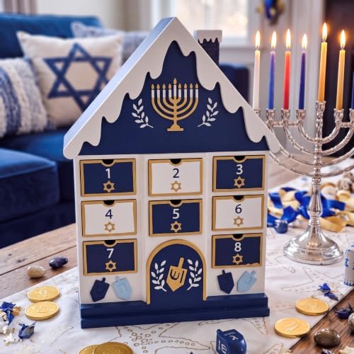 RattanView Plastic Hanukkah House Advent Calendar Countdown Holiday Gift by RattanView