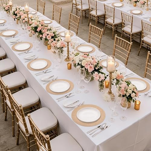 50 Pieces 11.8 Inch Burlap Round Placemats,Reusable Rustic Jute Table Mats - Image 4
