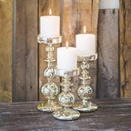 Richland Pillar Candle Holders Unique Mercury Bubble Set of 3 - Image 3
