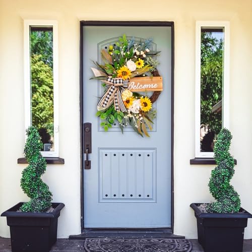 22 in Welcome Sign Wreath for Spring Summer Outdoor Indoor - Image 4