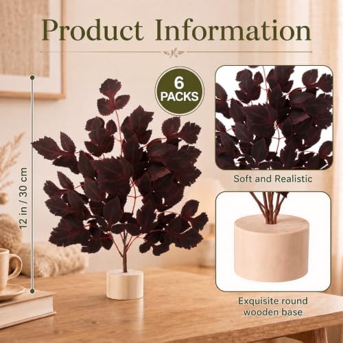 Soulchen 6 Pcs Artificial Cimicifuga Tree 12'' Mini Tabletop Fall Tree - Image 2