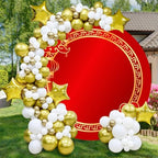 7.2ft Chinese Spring Festival Round Backdrop Cover Circle Gold Red Lantern Lucky Clouds Circle Background for Traditional Lunar Festival Party Banner Chinese New Year Party Decorations Props - Image 3