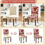 Valentines Chair Covers Set of 4 Watercolor Rose Stretch Parsons Slipcover - Image 4