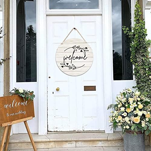 Cheyan Round Front Door Sign Welcome Wood Sign with Quote for Room Wall Decor Natural Wood Bedroom Living Room Hanging Rustic Farmhouse Decor 16"x16" - Image 6