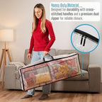 VENO 2 Pack Clear Wrapping Paper Organizer Storage Box for Christmas Gift Bags and Holiday Accessories, Underbed Storage Container with Interior Pockets, 40 Inches Long Fits 24 Rolls (2 Pack) - Image 6