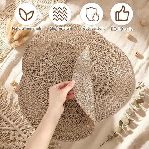 12 Pcs Jute Woven Placemats 15 Inches Boho Rustic Table Mats, Classic - Image 4