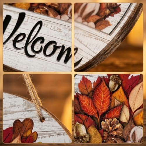 16 Pcs Interchangeable Front Door Welcome Sign, Magnetic Wood Hanging Decor - Image 5