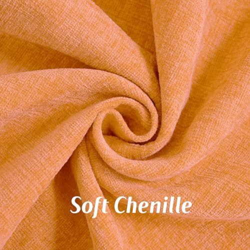 FUTEI Pack of 2 Chenille Throw Pillow Covers 22x22 Inch, Orange - Image 2