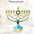 Matashi Hand Painted Enamel Menorah Candelabra w/Star of David Design - Image 2