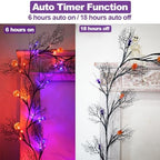 Halloween Decor Lights 8.86FT 72 LED Willow Vine Twig with Timer Battery Operated Garland Lights with Orange Pumpkins Purple Spiders and Black Dead Branches Indoor Halloween Decorations for Home - Image 5