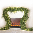 MISSPIN 9ft Christmas Garland with LED Lights, Real Touch Norfolk Pine Garland, Green Artificial Greenery Garland for Table, Mantle, String Light, Wall, Indoor, Outdoor Christmas Decorations by MISSPINWEDDING