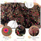 BINBE 12pcs Daisy Spring Table Runner Embroidery Gauze 10FT Florals Seasonal Tulle Holiday Birthday Kitchen Dining Table Decor for Home Party Black - Image 6