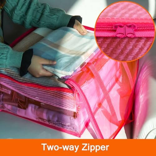 Vieshful Pink 40L Clear Clothes Storage Bag with Zipper 5 Pack - Image 5