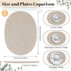 Oval Woven Placemats Set of 6, Cotton Rope 16x12 Inch, Brown - Image 2
