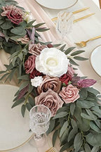 Floroom 6ft Artificial Eucalyptus Garland with Flowers Fake Greenery Faux Floral Vine Garland for Table Decor Wedding Centerpieces Bridal Shower Party Decorations, Dusty Rose & Mauve - Image 3