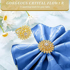 150 Pcs Gold Napkin Rings, Crystal Flower Holders for Holiday Table Setting - Image 3
