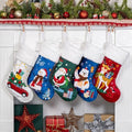 BHD BEAUTY Christmas Stocking 5 Pack Green Blue Red Velvet Embroidery Pattern Soft Faux Fur for Family Decorations Hanging Ornament for Xmas Holiday Party by bhdbeauty